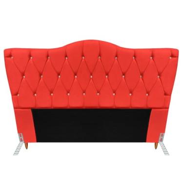 Imagem de Cabeceira Queen Size Casal Cama Box Quarto Barcelona 1,6m (Suede vermelho)