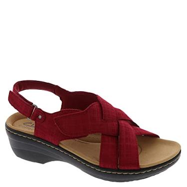 Imagem de Clarks Sandália feminina Merliah Echo com salto, Interesse vermelho, 8 Narrow