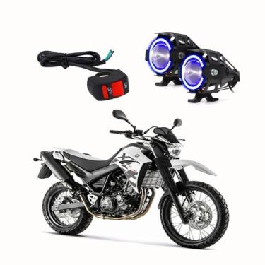 Imagem de Par Farol de Milha Angel Eye U7 Azul Moto Yamaha XT 660R 2005 2006 200