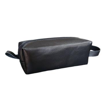 Imagem de Necessaire Organizadora em Couro Premium Forro Impermeavel Alça de Mão Espaçosa Fechamento Ziper
