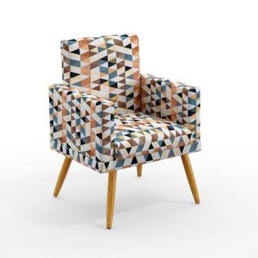 Imagem de Poltrona Decorativa Nina Com Rodapé Sued Estampado Laranja Aradecor