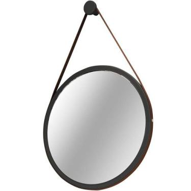 Imagem de Espelho Decorativo Redondo 67cm com Alça Adnet B01 Escandinavo Preto -