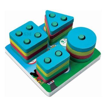 Imagem de Brinquedo Autismo Formas Cores Disney Mickey 4 Colunas Mdf - Vmp Papei