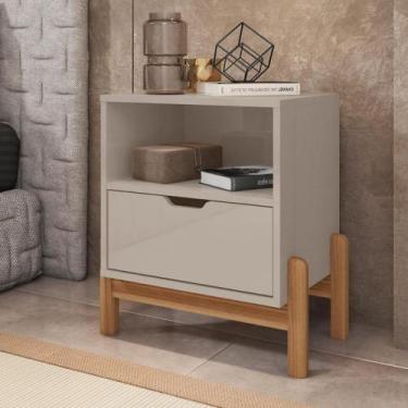 Imagem de Mesa de Cabeceira 1 Gaveta Antares Casa D, Off White