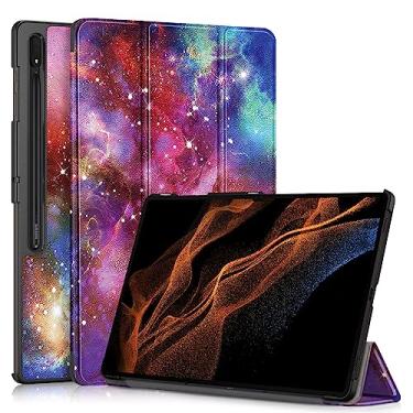 Imagem de Yiernuo Capa para tablet Samsung Galaxy Tab S9 Ultra/S8 Ultra de 14,6 polegadas, capa fina e leve com três dobras para PC com função despertar/hibernar automática, Galaxy