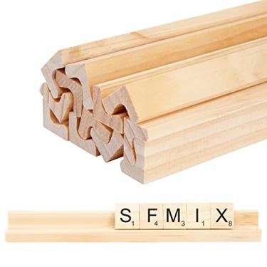 Imagem de Bright Creations Scrabble Tile Holder Trays & Letter Racks - 12-Pack Brown 7.5 x 0.75 x 0.85 in - Wooden Holders for Scrabble Tiles & Crafts