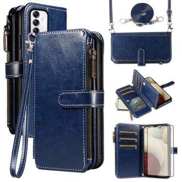 Imagem de Asuwish Capa de telefone para Samsung Galaxy A14/M14 5G capa com protetor de tela de vidro temperado e cordão com zíper carteira porta-cartão suporte suporte acessórios para celular A 14 4G 14A 14M G5