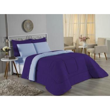 Imagem de Edredom Solteiro Malha 100% Algodão - Davy Enxovais, ROXO/AZUL BEBE