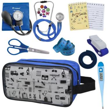 Imagem de Kit Academico Enfermagem Esfigmomanometro Aparelho de Pressao Estetosc
