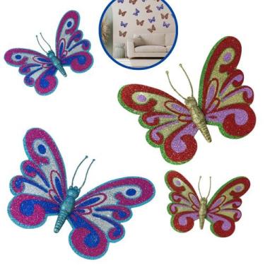 Imagem de Kit com 12 Borboletas para Jardim Decorativas Brilhantes Enfeite - Dai