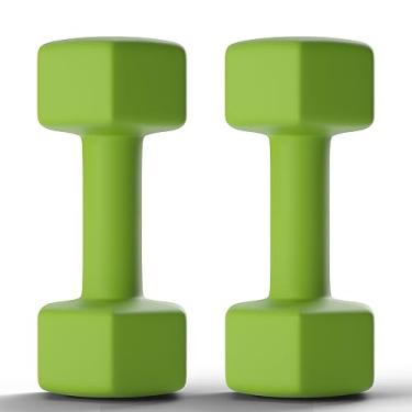 Imagem de GRETERST Conjunto de halteres hexagonais revestidos de borracha para exercícios de mão e fitness para exercícios de ginástica em casa treinamento de força com peso, antiderrapante, anti-rolo, conjunto de 2, verde, 450 g