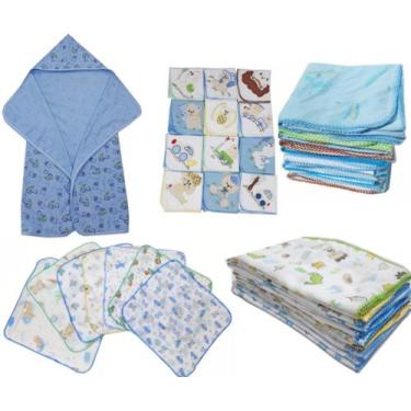 Imagem de Kit 10 Fraldas + 2 Cueiros + 2 Toalhas Banho Capuz + Presente - Dugu, 