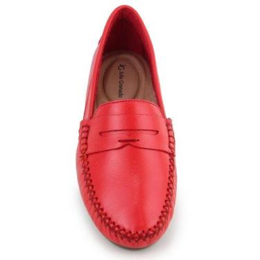 Imagem de Mocassim Feminino Couro Casual Confortável Liso Solado Reto - Granado,