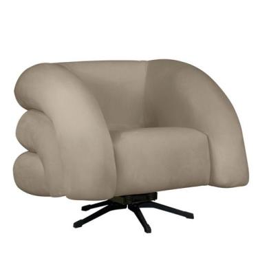 Imagem de Poltrona Decorativa Micheli Base Giratória e Balanço Veludo - Fina Mob