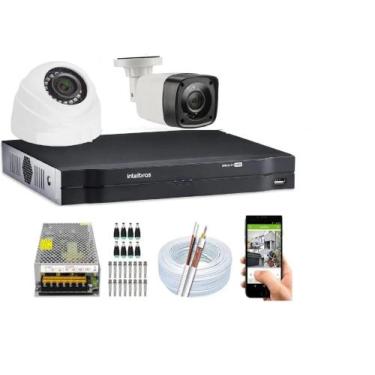 Imagem de Kit Cftv 2 Câmeras Bullet-Dome 720p + Dvr Intelbras 4 Canais S/Hd