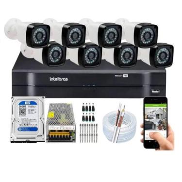 Imagem de Kit Cftv 8 Cameras Hd Segurança Dvr Mhdx Intelbras C/HD