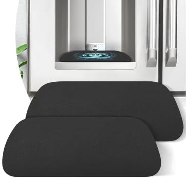 Imagem de Bandeja de gotejamento de geladeira pacote com 2: coletor de gotejamento de geladeira cortável para dispensador de água de geladeira, bandeja de gotejamento absorvente, acessórios de geladeira para Whirlpool, GE, Samsung (preto, retangular)