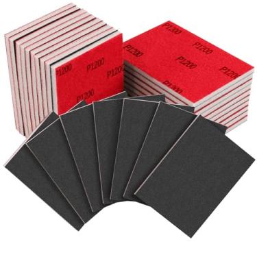 Imagem de 20 peças de esponja de lixa de grão 1200 de 7,6 x 10,6 cm, almofadas de esponja de lixamento ultrafina, bloco de lixa manual de espuma macia, blocos de lixa úmida seca para modelo, drywall, metal,