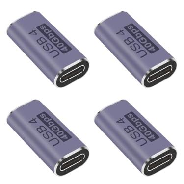 Imagem de JUZITAO 4 peças adaptador extensor de acoplador USB C tipo C fêmea para fêmea extensor com 40 Gbps PD 100W 8K 60hz vídeo compatível com Thunderbolt 4/3, MacBook Pro/Air e mais dispositivos tipo C