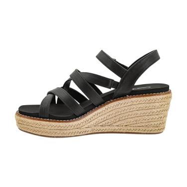 Imagem de Corkys Footwear Cunha feminina All Nighter de 7,5 cm – possui um salto envolto em juta, uma parte superior elegante com tiras e palmilhas de espuma de memória EVA para conforto o dia todo, Preto, 41