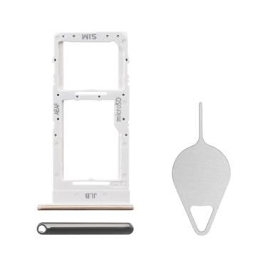 Imagem de BESJMYT Substituição da bandeja do cartão SIM para Samsung Galaxy A51 5G (versão SIM único) Cubo prisma branco suporte suporte slot bandeja cartão adaptador com ejetor de agulha para A51 5G SM-A516U