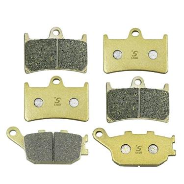 Imagem de S SYUU Kit de conjunto de pastilhas de freio dianteiras traseiras de motocicleta confiável de alto desempenho compatível com Yamaha YZF R6 600 2003-2015 YZF R1 1000 2004-2006 FZ6 2007-2009 - baixo