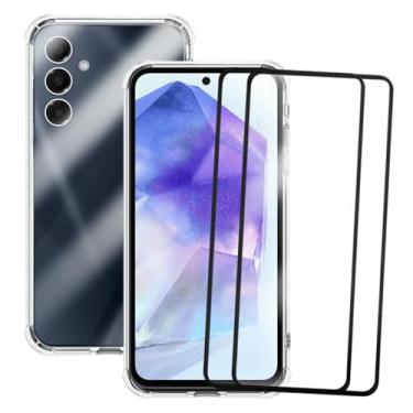 Imagem de Capa Capinha Anti Impacto e 2 Películas Vidro 3D Compatível Samsung Galaxy A55 Transparente Com Proteção de Câmera