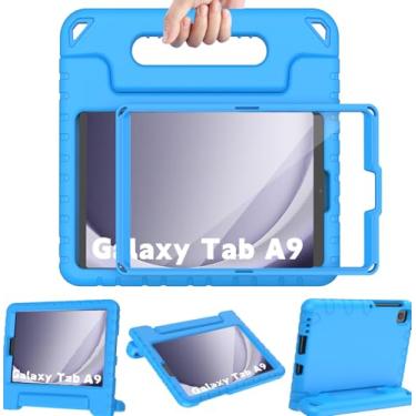 Imagem de BMOUO Capa infantil para Samsung Galaxy Tab A9 2023 (SM-X110/X115/X117) e A7 Lite 2021 - com protetor de tela, capa leve à prova de choque para Samsung Galaxy Tab A9/A7 Lite de 8,7 polegadas, azul