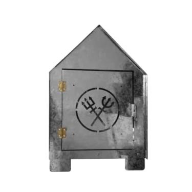 Imagem de Escultura Tronqueira de Exu e Pomba Gira sem Pintura com Tridente em Metal