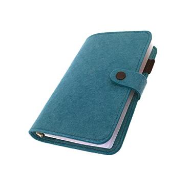 Imagem de A6/ A5 Capa de feltro com 6 furos, pasta de arquivo para fichário de visualização de anel redondo para protetores de folhas soltas/refil de caderno/scrapbooking/protetor de capa de fichário (azul