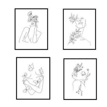 Imagem de ELEVENSPACE Arte de parede abstrata em preto e branco para sala de estar, linhas minimalistas, impressões em tela, arte para parede, arte abstrata moderna para sala de estar, quarto, banheiro,