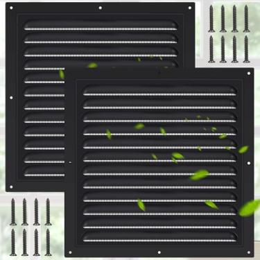 Imagem de Yaocom 2 peças de ventilação de sótão de alumínio 30.5 cm x 30.5 cm Metal Gable Wall Shed Vent com tela grade quadrada para porta exterior casa sótão garagem teto