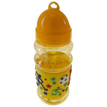 Imagem de Garrafa De Água Suco Infantil Canudo em Silicone Garrafinha 420ml Escolar (Amarela - Bola)