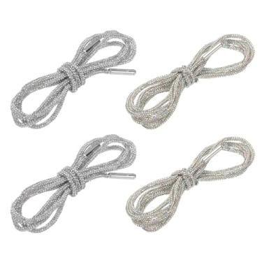 Imagem de PATIKIL Cadarços de sapato de strass, 4 peças de cadarços de sapatos brilhantes de cristal com glitter, cordão, cordão de substituição para tênis, bolsas de moletom, acessórios, branco/cor AB, Branco