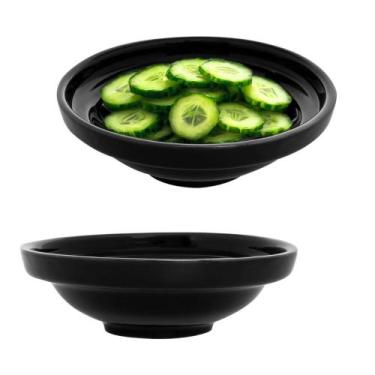 Imagem de Base para Sunomono Porcelana Preto 70ml Sapporo Finger Food Salada Com
