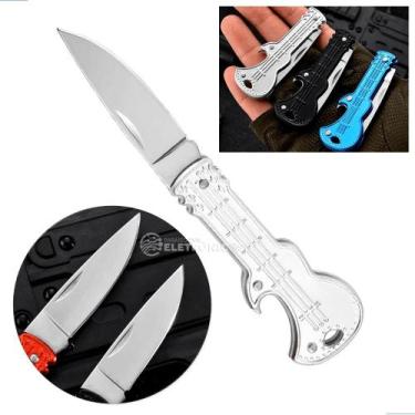 Imagem de Mini Canivete Chaveiro Guitarra Lâmina Dobrável e Abridor de Garrafa, 