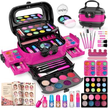 Imagem de Kit de maquiagem Hollyhi Kids para meninas com 58 peças de cosméticos + 3 anos