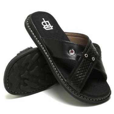 Imagem de Sandália Antistress Chinelo Masculino Ortopédico Couro 1006 - TALLARIC