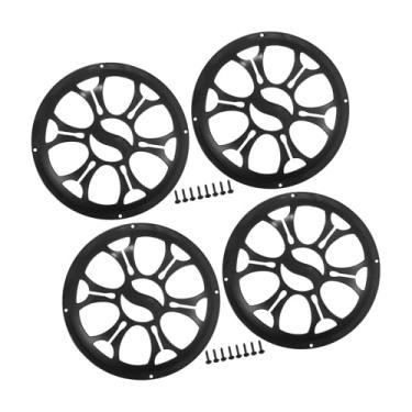 Imagem de REPAIROCK Capa universal para grades de alto-falante de carro de 20,32 cm, capa protetora de subwoofer com parafusos de montagem ABS preto - Pacote com 4 peças de reposição automotiva