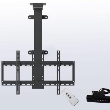 Imagem de CUTPOIY Suporte de teto elétrico para TV – Suporte de TV, suporte de TV de levantamento telescópico, serve para TVs de 32 a 75 polegadas, suporte de TV de aço laminado a frio, com controle remoto e