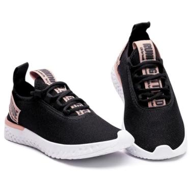 Imagem de Tênis Masculino Feminino Esportivo Academia Caminhada Casual Leve (Preto/Nude, BR, Adulto, Numérico, 38)