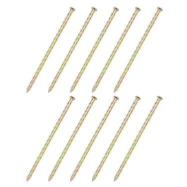 Imagem de uxcell 10 peças de pregos de cerca, 19 cm de aço carbono espiral para deck de aço carbono pontas de haste em espiral para reparo de piso de casa, madeira, cor zinco