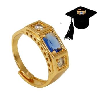 Imagem de Anel Ajustável Masculino de Formatura Feito De Moeda Antiga Banhado A Ouro Com Capelo - Pedagogia