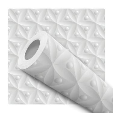 Imagem de Papel de Parede Adesivo Abstrato Efeito 3d Branco Gesso Moderno Quarto