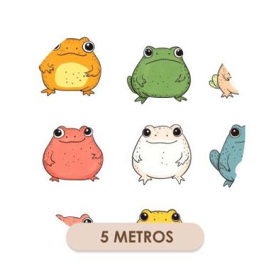 Imagem de Papel De Parede Adesivo Vinil Sapinhos Coloridos  - Deliquadros, 5 Met