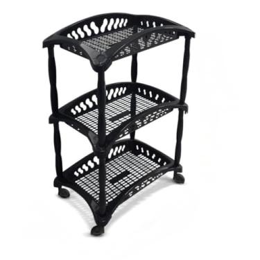 Imagem de Organizador Fruteira Vertical Triplo Com 3 Andares E Rodinha Preto