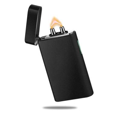 Imagem de RSBYE Isqueiro elétrico recarregável, isqueiro de plasma eletrônico USB C, isqueiros de metal carregáveis com design de exibição de energia deslumbrante LED para uso ao ar livre, acampamento