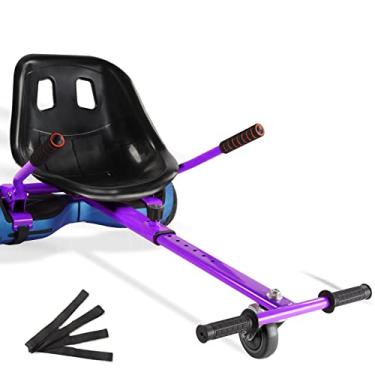 Imagem de Acessório para assento de hoverboard capacidade de 120 kg, 66 cm - 87 cm comprimento ajustável prancha hover acessório para ir kart com assento confortável e resistente, carrinho compatível com hoverboard de 16,5 cm 20,3 cm 25,4 cm, crianças adultos