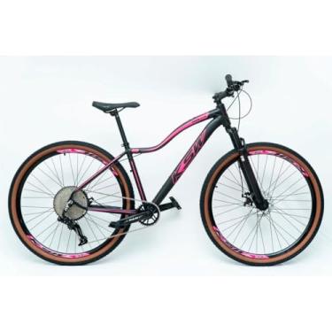 Imagem de Bike Aro 29 Feminina Quadro em Alumínio Leve KSW MWZA com Arquitetura Ergonômica Relação 1x12 Velocidades Freios a Disco e Suspensão 80mm Tipo MTB,15,Preto Rosa