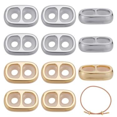 Imagem de arricraft 12 peças, 2 cores, contas deslizantes de silicone de liga de zinco, 2 furos ajustáveis, contas ovais para brincos faça você mesmo, pulseira, colares, artesanato de joias, orifício de 3 mm